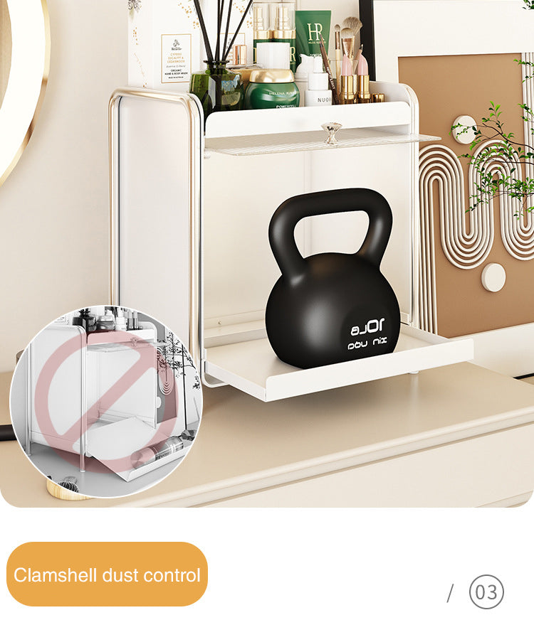Organizadores de Maquiagem de Mesa, Caixa de Armazenamento de Cosméticos de Luxo Leve, Armário de Armazenamento à Prova de Poeira, Rack de Armazenamento para Cuidados com a Pele no Banheiro