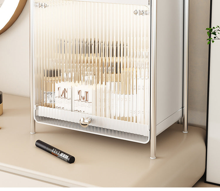 Organizadores de Maquiagem de Mesa, Caixa de Armazenamento de Cosméticos de Luxo Leve, Armário de Armazenamento à Prova de Poeira, Rack de Armazenamento para Cuidados com a Pele no Banheiro