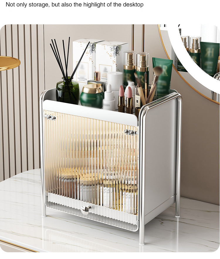 Organizadores de Maquiagem de Mesa, Caixa de Armazenamento de Cosméticos de Luxo Leve, Armário de Armazenamento à Prova de Poeira, Rack de Armazenamento para Cuidados com a Pele no Banheiro