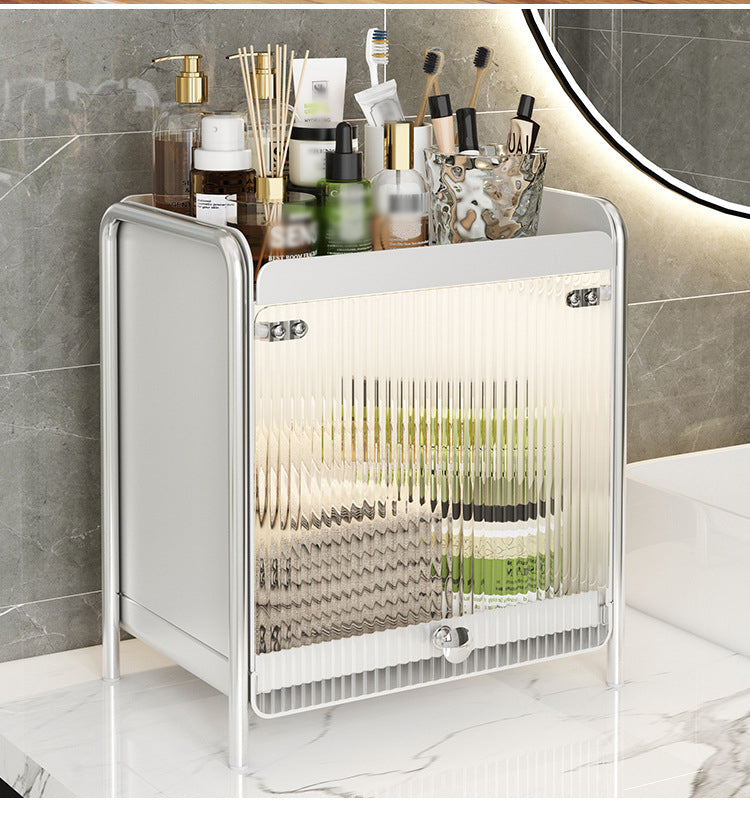 Organizadores de Maquiagem de Mesa, Caixa de Armazenamento de Cosméticos de Luxo Leve, Armário de Armazenamento à Prova de Poeira, Rack de Armazenamento para Cuidados com a Pele no Banheiro