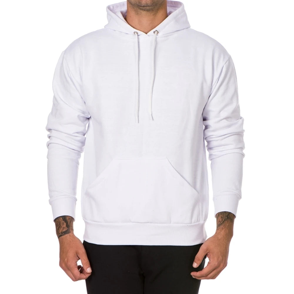 Blusa de Moletom Masculino Casual Liso Básico com Capuz Branca e Preta do P ao G1