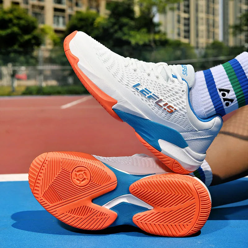 Men's and Women's Professional Badminton Tennis Pickleball Shoes with Non-slip Mesh Lining Shock Absorbing Training Sneakers