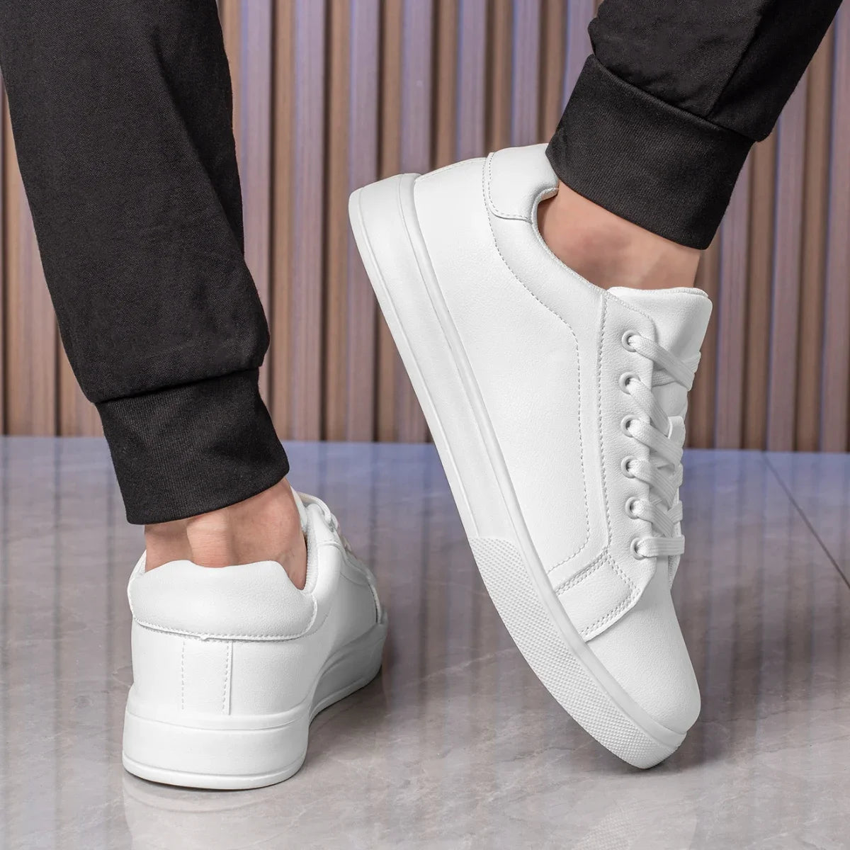 DZNAN HZ020 Men Sneakers  Men Flats Zapatillas Hombre Lightweight Pu Leather Breathable Shoe Mens White Sports Tenis