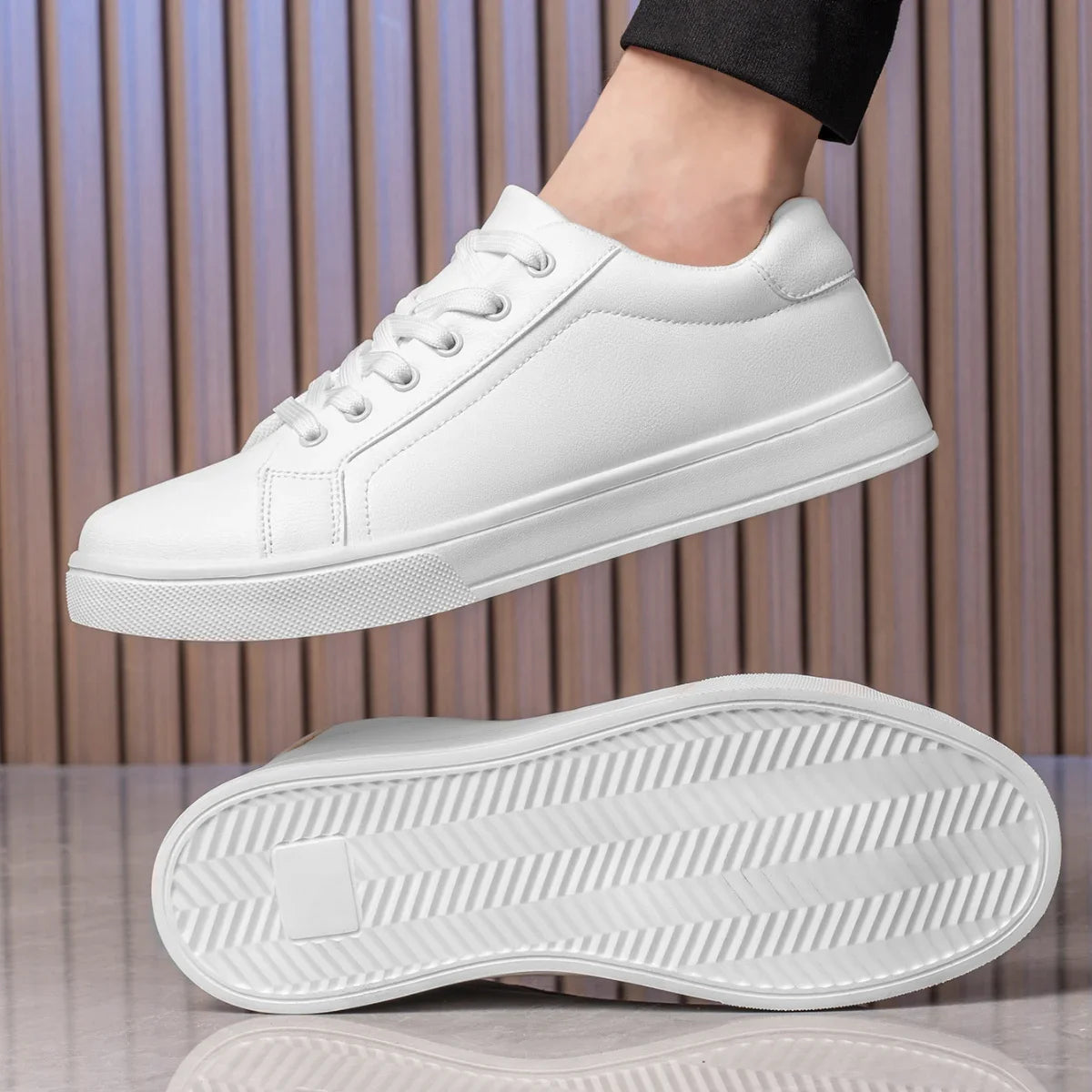 DZNAN HZ020 Men Sneakers  Men Flats Zapatillas Hombre Lightweight Pu Leather Breathable Shoe Mens White Sports Tenis
