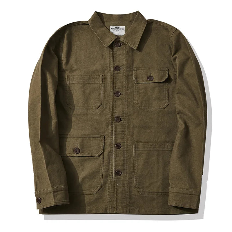 Outono e inverno novo okonkwo moleskin pesado retro francês workwear jaqueta multi saco casacos masculinos americano vintage