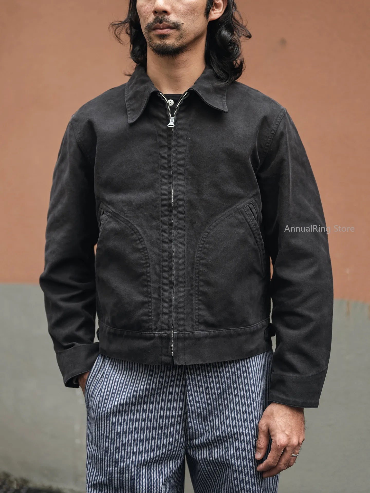 Jaqueta Masculina Cropped de Algodão Estilo Cossack Vintage Robusta Bronson Moleskin para Trabalho e Uso Diário Cor Sólida