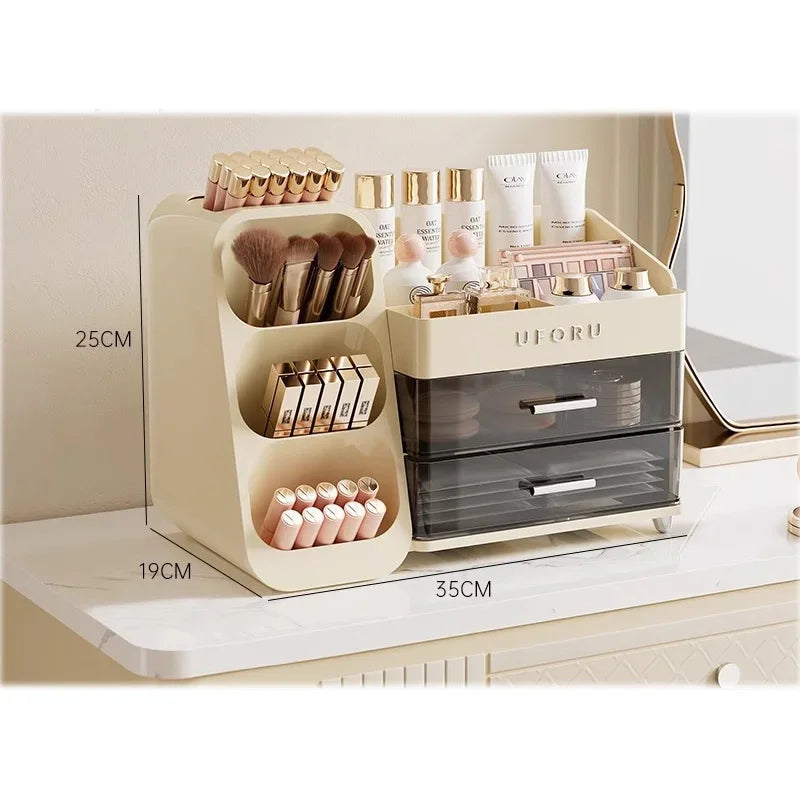 Organizador de maquiagem com gavetas, grande, cosméticos, cuidados com a pele, jóias, perfume, caixa de armazenamento para casa, bancada, vaidade, banheiro, quarto