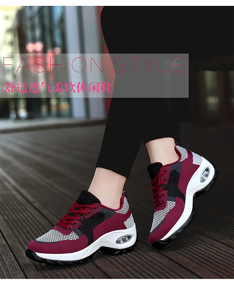 Tênis Feminino Plataforma com Amortecedor de Ar — Respirável, Leve e Confortável para Academia e Caminhada