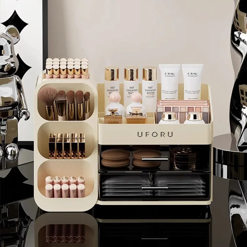 Organizador de maquiagem com gavetas, grande, cosméticos, cuidados com a pele, jóias, perfume, caixa de armazenamento para casa, bancada, vaidade, banheiro, quarto