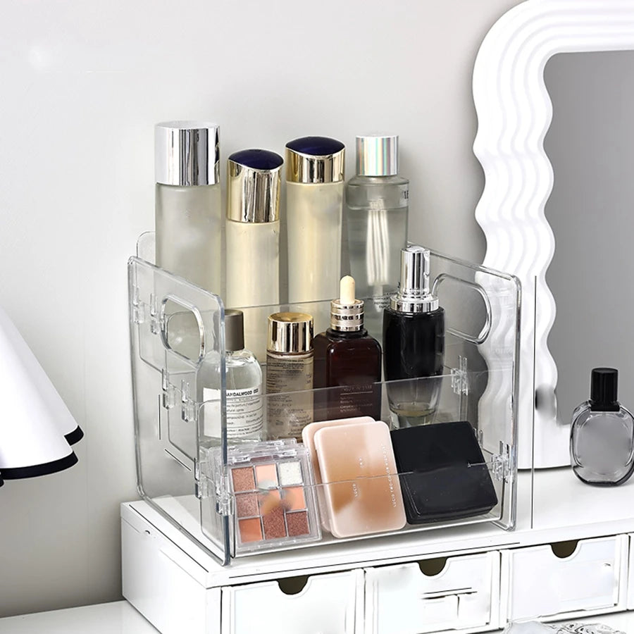 1pc organizador de cosméticos de mesa acrílico transparente cesta de armazenamento inclinada para maquiagem, batom, perfume, máscara facial e outros