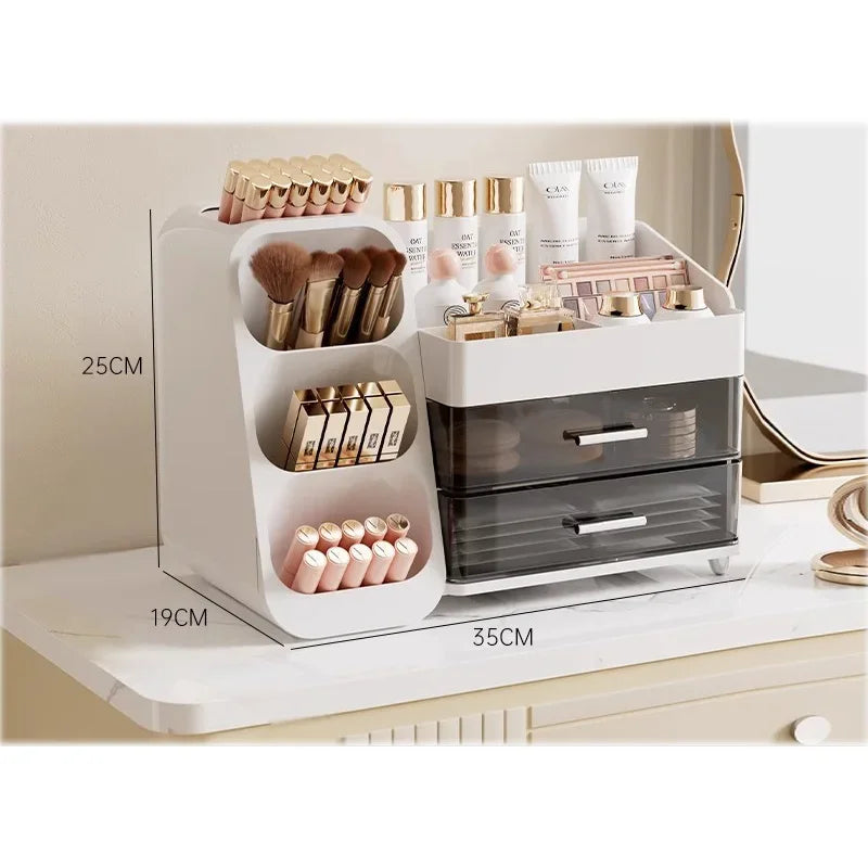 Organizador de maquiagem com gavetas, grande, cosméticos, cuidados com a pele, jóias, perfume, caixa de armazenamento para casa, bancada, vaidade, banheiro, quarto