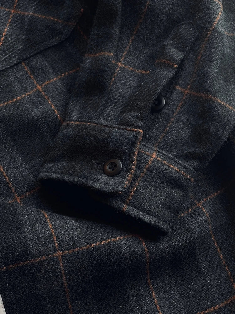 Camisa Flanela Masculina Xadrez — Estilo Vintage Americano, Manga Longa, Oversized, Casual e Workwear Outono/Inverno