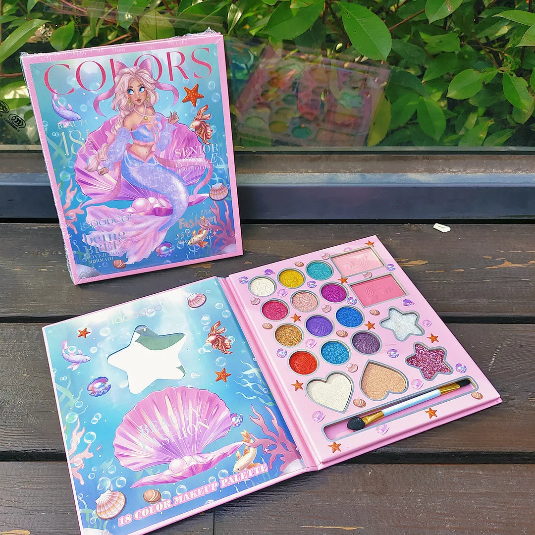 Paleta de Sombras para Olhos Feminina, 18 Cores, Estilo Cartoon, Paleta de Sombras Peroladas e Matte, Presentes de Maquiagem para Olhos
