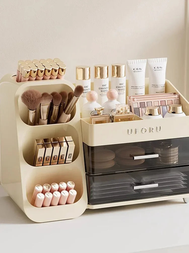 Organizador de maquiagem com gavetas, grande, cosméticos, cuidados com a pele, jóias, perfume, caixa de armazenamento para casa, bancada, vaidade, banheiro, quarto