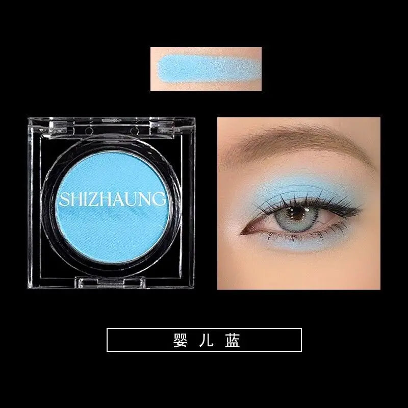 Sombra monocromática, cor fosca, alta saturação, renderização de cores altas, brilho fino branco, maquiagem para os olhos de alto brilho, camaleão