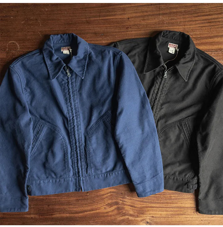 Jaqueta Masculina Cropped de Algodão Estilo Cossack Vintage Robusta Bronson Moleskin para Trabalho e Uso Diário Cor Sólida