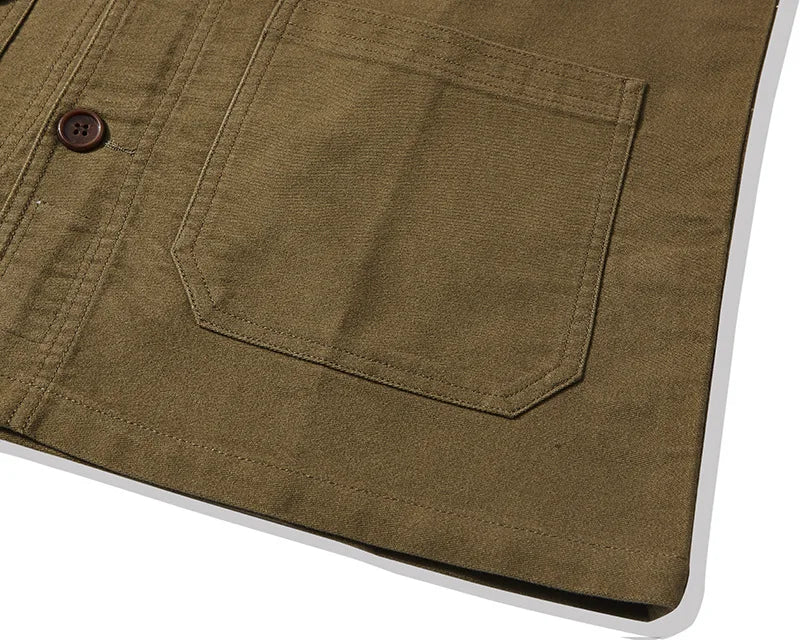 Outono e inverno novo okonkwo moleskin pesado retro francês workwear jaqueta multi saco casacos masculinos americano vintage