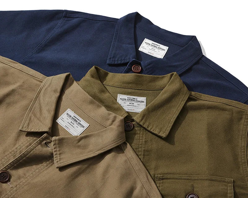 Outono e inverno novo okonkwo moleskin pesado retro francês workwear jaqueta multi saco casacos masculinos americano vintage