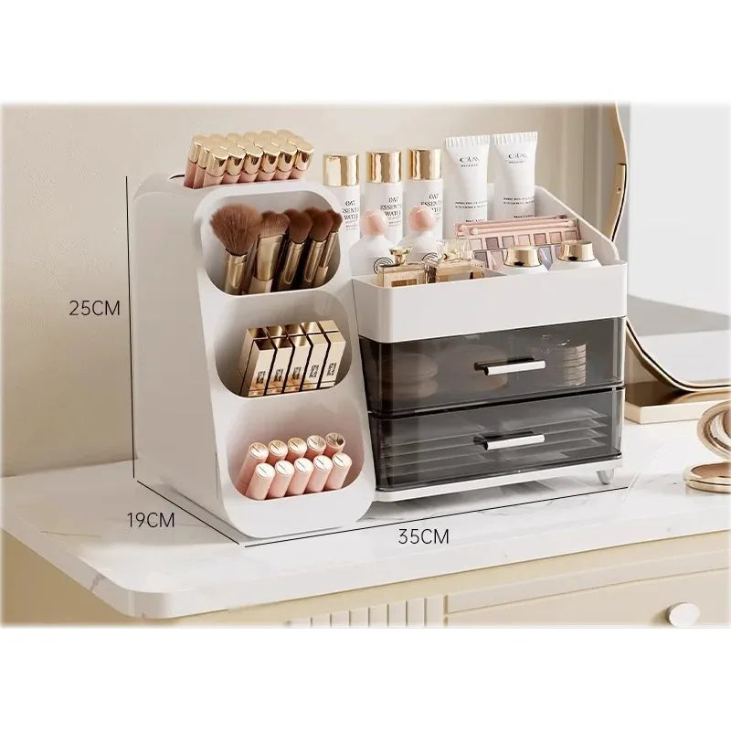 Organizador de maquiagem com gavetas, grande, cosméticos, cuidados com a pele, jóias, perfume, caixa de armazenamento para casa, bancada, vaidade, banheiro, quarto