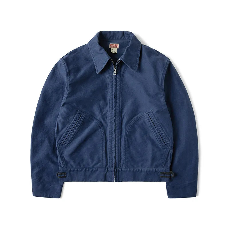 Jaqueta Masculina Cropped de Algodão Estilo Cossack Vintage Robusta Bronson Moleskin para Trabalho e Uso Diário Cor Sólida
