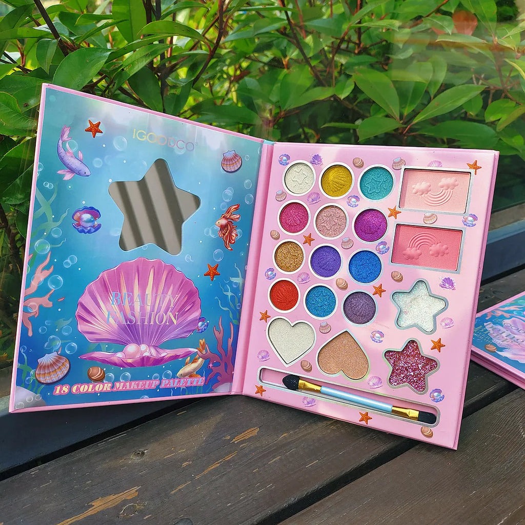 Paleta de Sombras para Olhos Feminina, 18 Cores, Estilo Cartoon, Paleta de Sombras Peroladas e Matte, Presentes de Maquiagem para Olhos