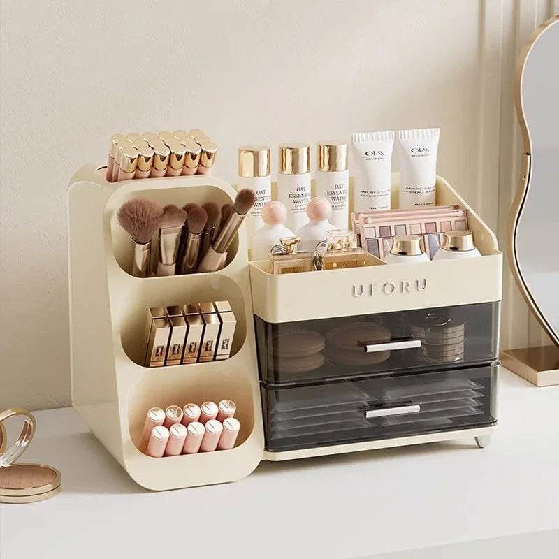 Organizador de maquiagem com gavetas, grande, cosméticos, cuidados com a pele, jóias, perfume, caixa de armazenamento para casa, bancada, vaidade, banheiro, quarto