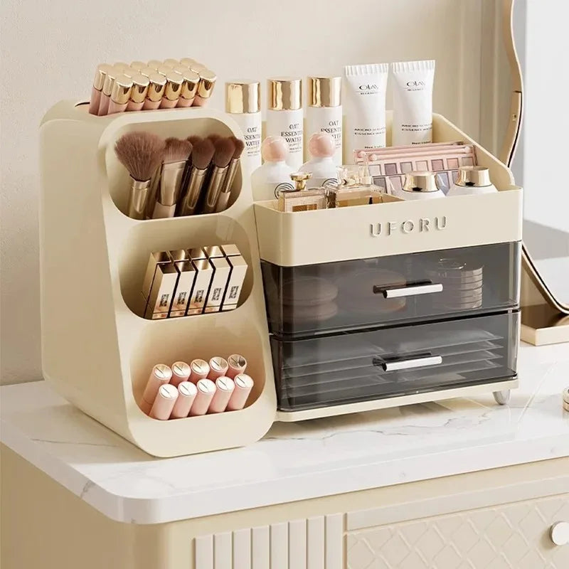 Organizador de maquiagem com gavetas, grande, cosméticos, cuidados com a pele, jóias, perfume, caixa de armazenamento para casa, bancada, vaidade, banheiro, quarto