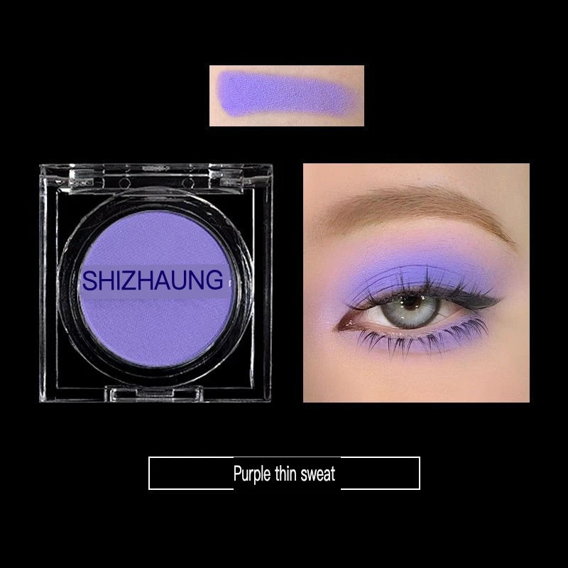 Sombra monocromática, cor fosca, alta saturação, renderização de cores altas, brilho fino branco, maquiagem para os olhos de alto brilho, camaleão