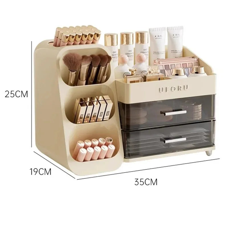 Organizador de maquiagem com gavetas, grande, cosméticos, cuidados com a pele, jóias, perfume, caixa de armazenamento para casa, bancada, vaidade, banheiro, quarto