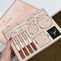 Conjunto de Maquiagem Facial com Brilho Labial Duplo, Pó Compacto, Blush, Sombra, Caneta para Sobrancelhas, Delineador, Óleo Labial, Cosméticos de Presente