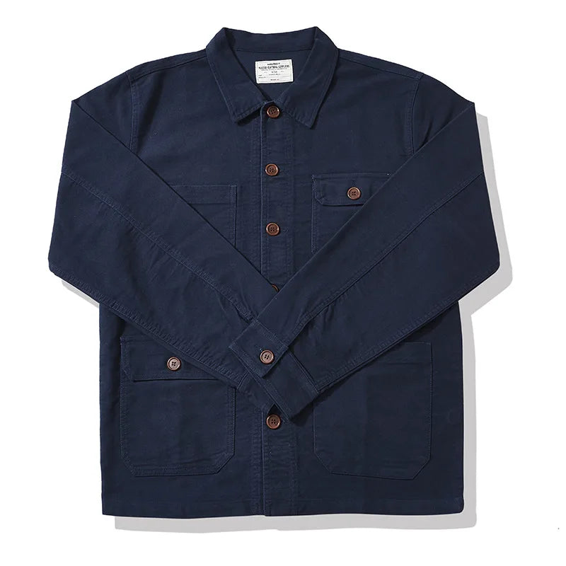 Outono e inverno novo okonkwo moleskin pesado retro francês workwear jaqueta multi saco casacos masculinos americano vintage