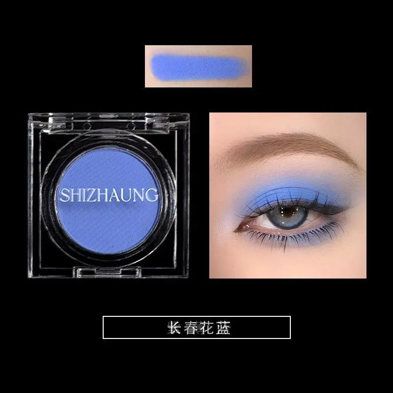 Sombra monocromática, cor fosca, alta saturação, renderização de cores altas, brilho fino branco, maquiagem para os olhos de alto brilho, camaleão