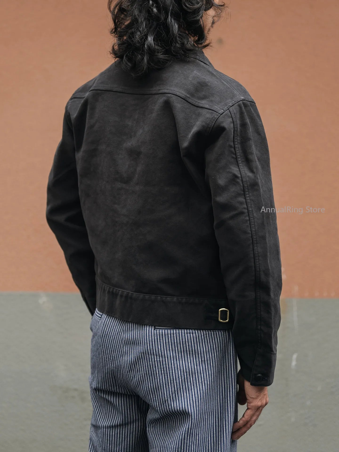 Jaqueta Masculina Cropped de Algodão Estilo Cossack Vintage Robusta Bronson Moleskin para Trabalho e Uso Diário Cor Sólida