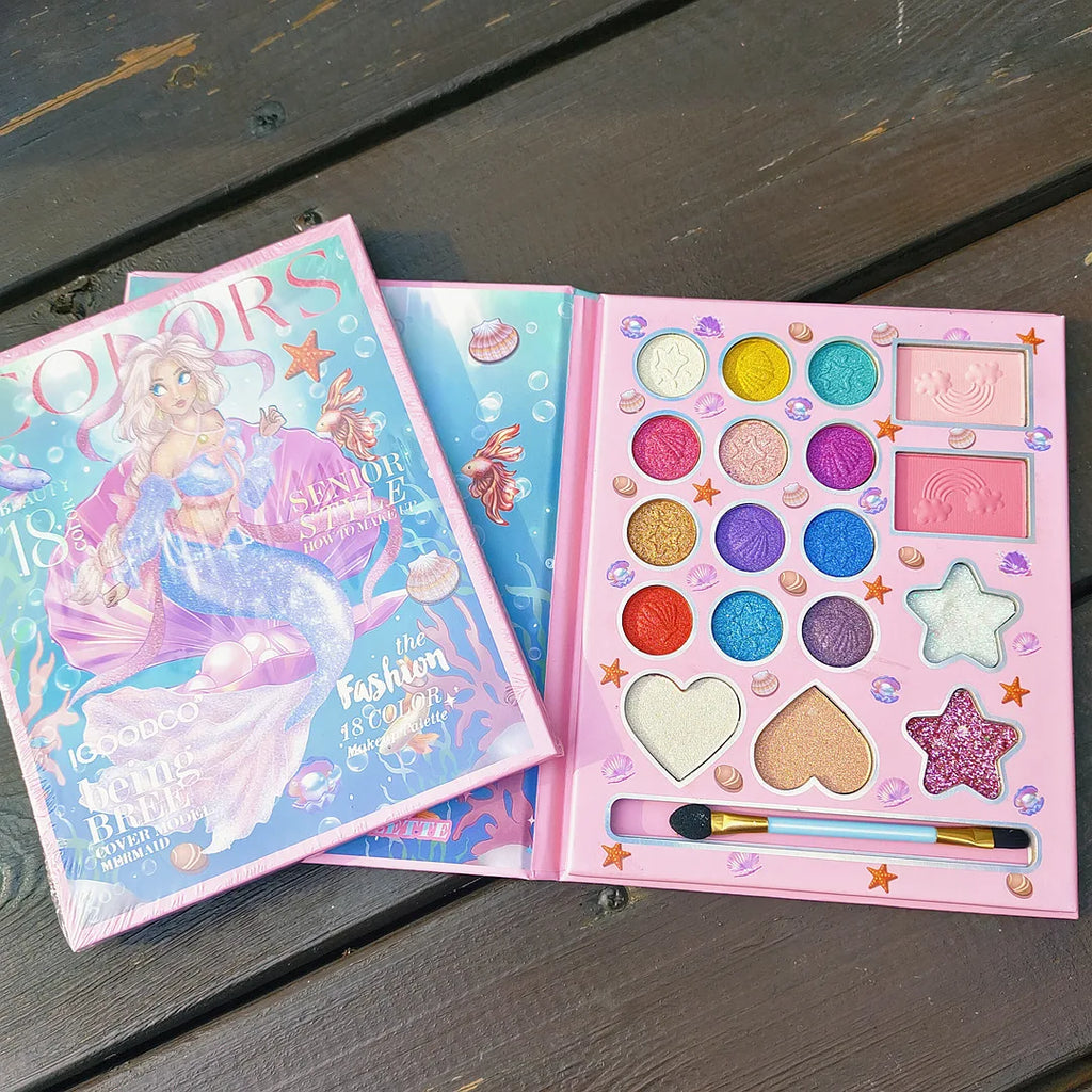Paleta de Sombras para Olhos Feminina, 18 Cores, Estilo Cartoon, Paleta de Sombras Peroladas e Matte, Presentes de Maquiagem para Olhos