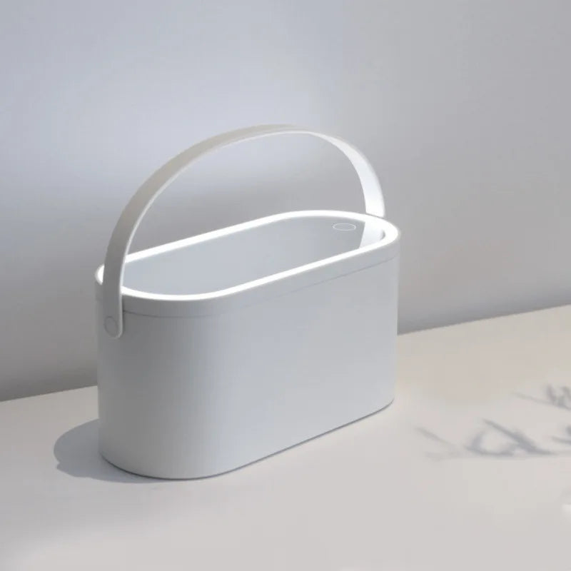 Caixa organizadora de maquiagem com espelho de luz led portátil viagem maquiagem cosméticos organizador toque luz armazenamento caso de maquiagem