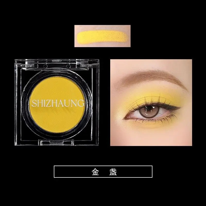 Sombra monocromática, cor fosca, alta saturação, renderização de cores altas, brilho fino branco, maquiagem para os olhos de alto brilho, camaleão