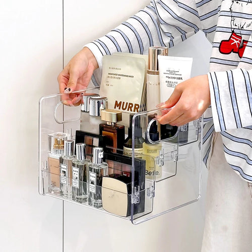 1pc organizador de cosméticos de mesa acrílico transparente cesta de armazenamento inclinada para maquiagem, batom, perfume, máscara facial e outros