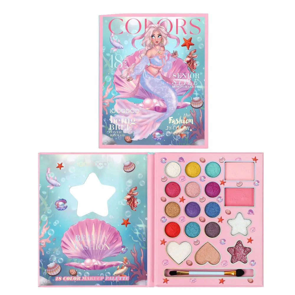 Paleta de Sombras para Olhos Feminina, 18 Cores, Estilo Cartoon, Paleta de Sombras Peroladas e Matte, Presentes de Maquiagem para Olhos