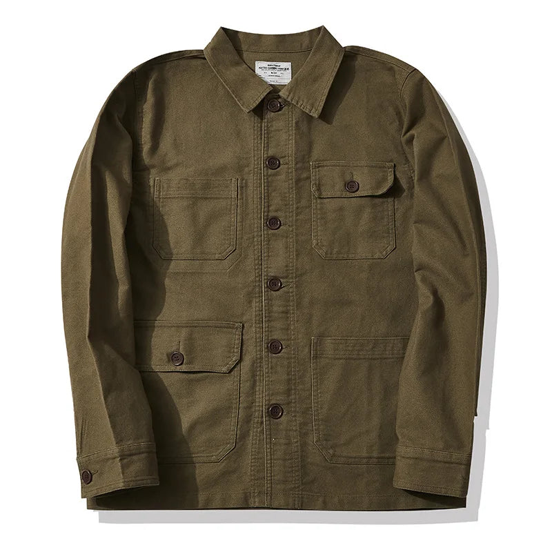 Outono e inverno novo okonkwo moleskin pesado retro francês workwear jaqueta multi saco casacos masculinos americano vintage