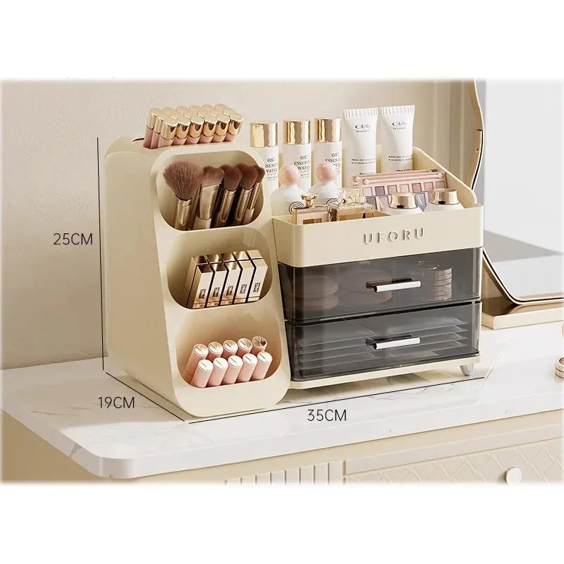 Organizador de maquiagem com gavetas, grande, cosméticos, cuidados com a pele, jóias, perfume, caixa de armazenamento para casa, bancada, vaidade, banheiro, quarto