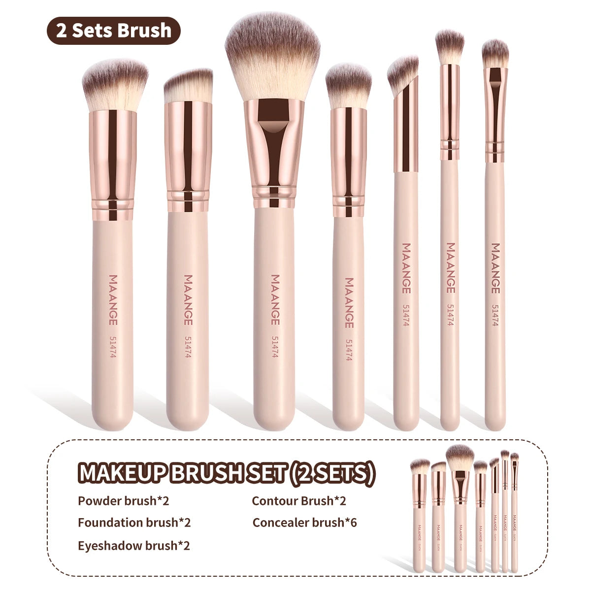 Maange 7 pçs/set Pincéis de Maquiagem para Base Cosmética Pó Corretivo Blush Brush Blending Cerdas Macias Ferramentas de Beleza