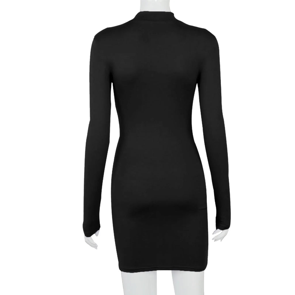 Vestidos femininos roupas vestido feminino manga longa cor sólida cordão o pescoço apertado vestidos de fiesta elegantes 2025