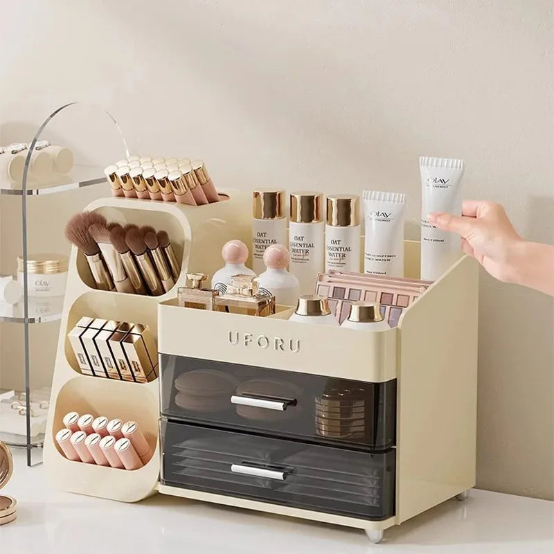 Organizador de maquiagem com gavetas, grande, cosméticos, cuidados com a pele, jóias, perfume, caixa de armazenamento para casa, bancada, vaidade, banheiro, quarto